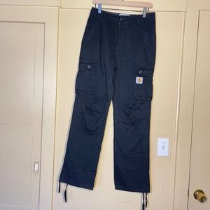 Carhartt Black Utility Cargo Pants with Logo Patch